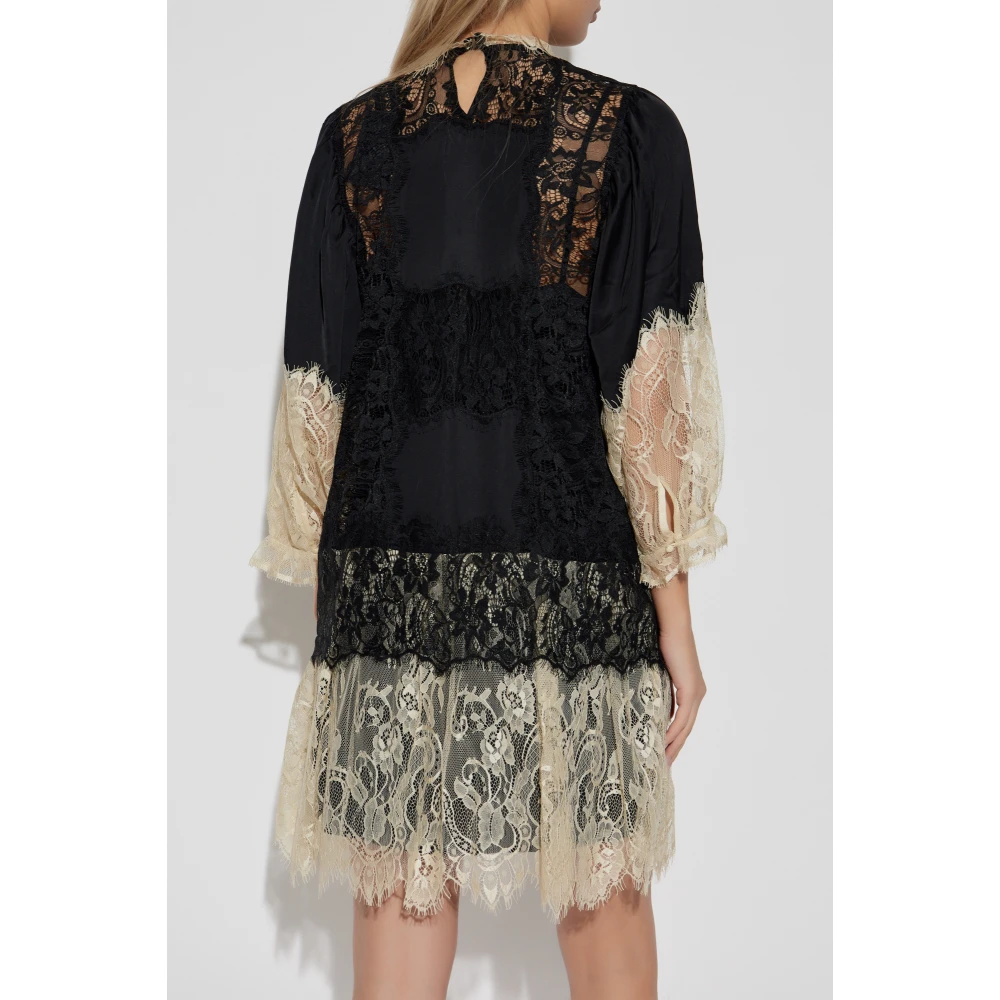 Munthe Kanten jurk Black Dames