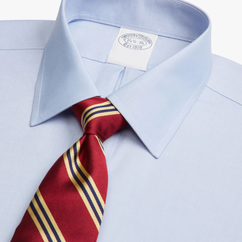 Brooks Brothers Lichtblauw Regular Fit Non-Iron Stretch Katoenen Overhemd met Ainsley Kraag Blue Heren