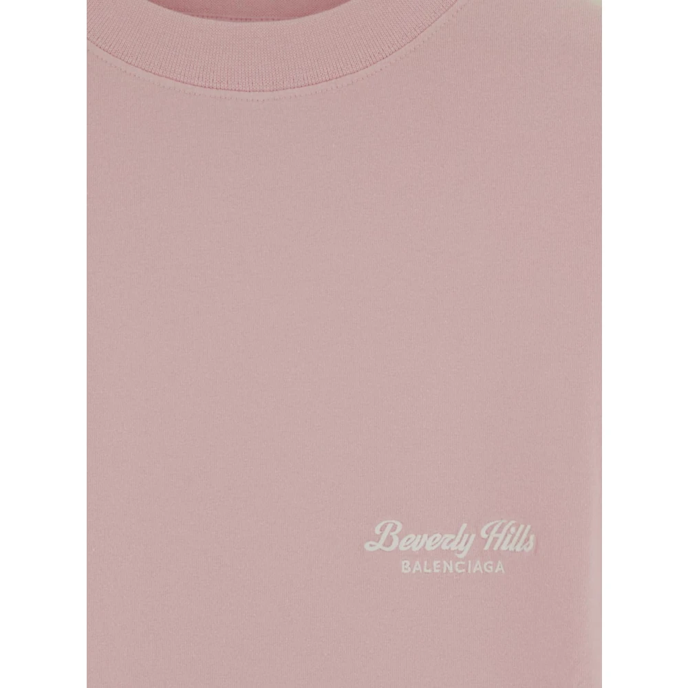 Balenciaga Cotton Logo T-Shirt Pink Dames