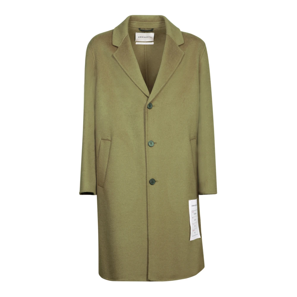 Amaránto Khaki Wol Winterjas Knoopsluiting Green Heren