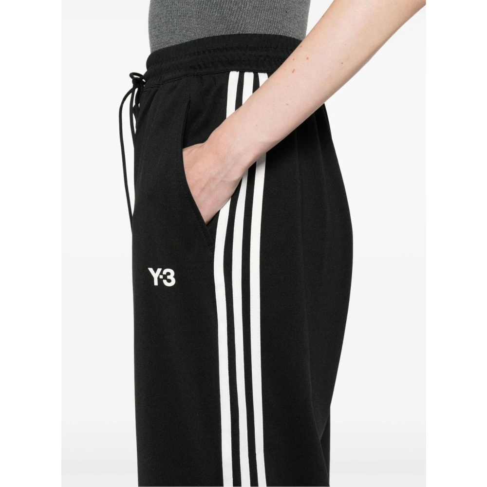 Y-3 Zwarte Broek met 3 Strepen Black Dames