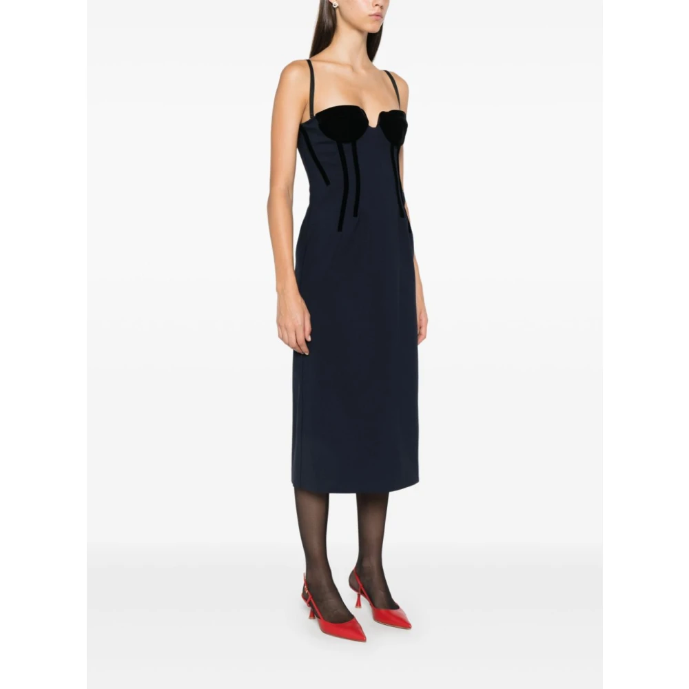 SPORTMAX Zwarte Midi Jurk met Bustier Stijl Black Dames