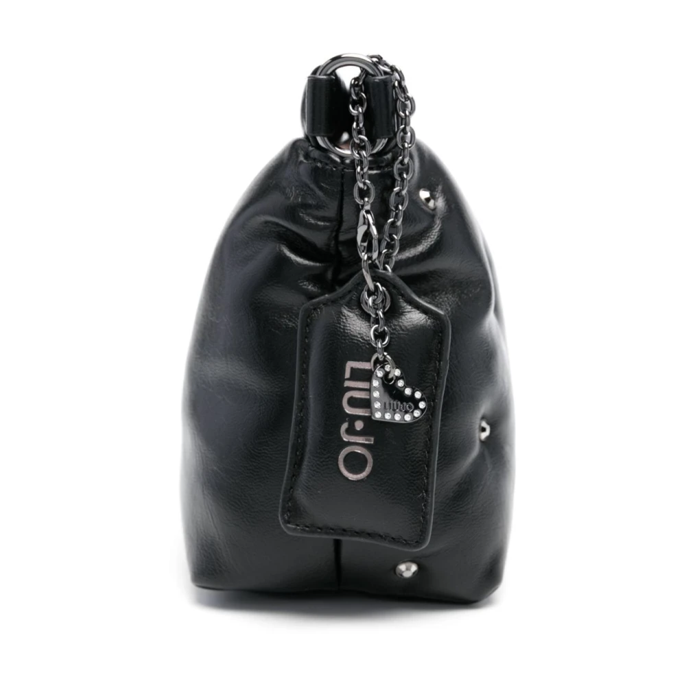 Liu Jo Zwarte Eco-leren Schoudertas met Strass Black Dames