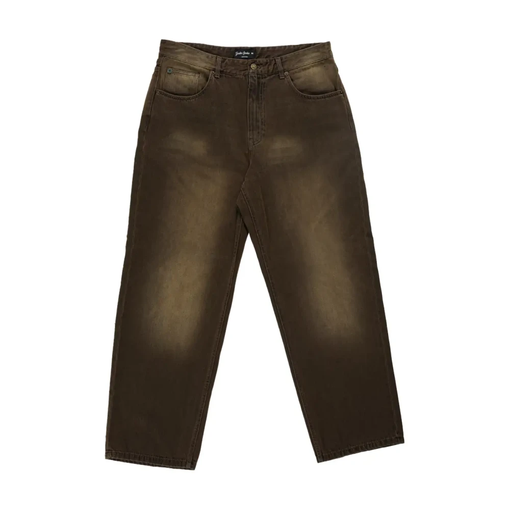 Goodies Sportive Men's Brown Tobacco Wide Leg Trousers - Loose Fit Jeans - Xl - Jeans