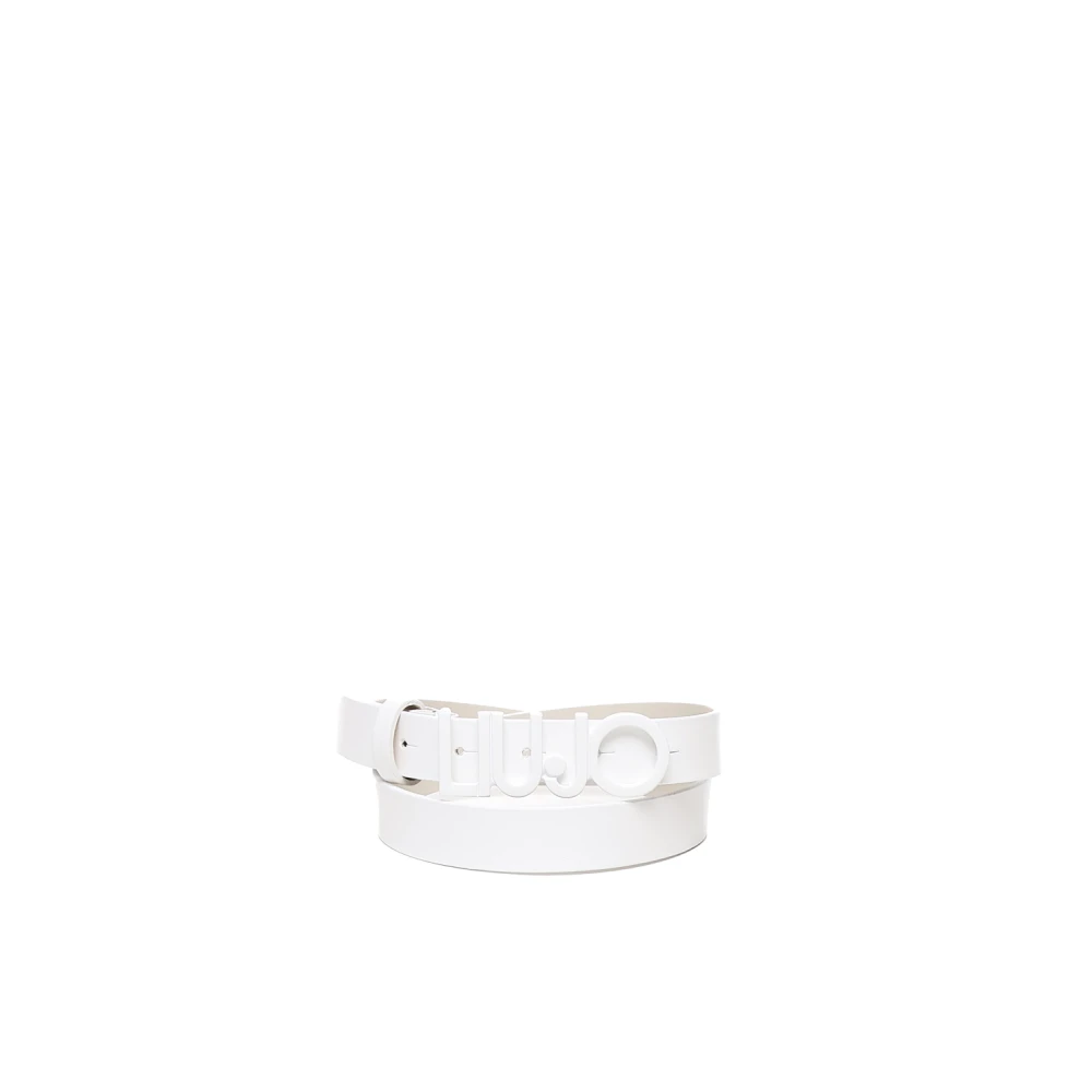 Liu Jo Women's White Belts, L, Eco Leather Logo Belt