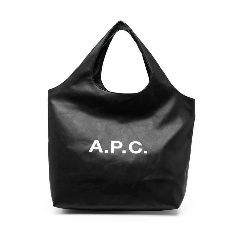 A.p.c. Bedrukte Tote Tas in Zwart Polyurethaan Black Dames