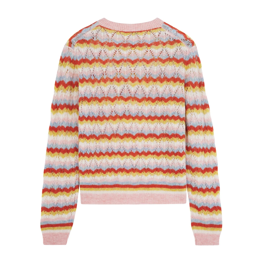 Maison Kitsuné Gestreepte wollen blend crewneck trui Multicolor Dames