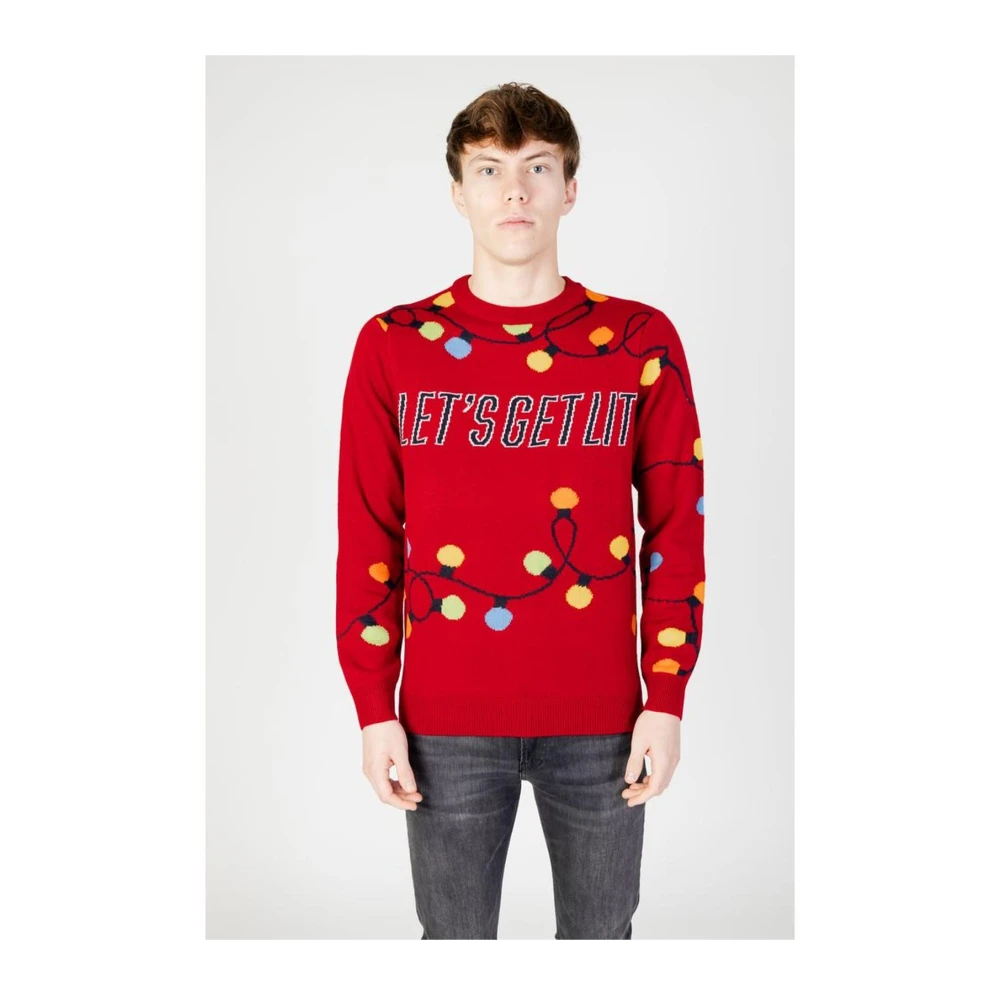 Only & Sons Herfst Winter Acryl Sweater Collectie Red Heren