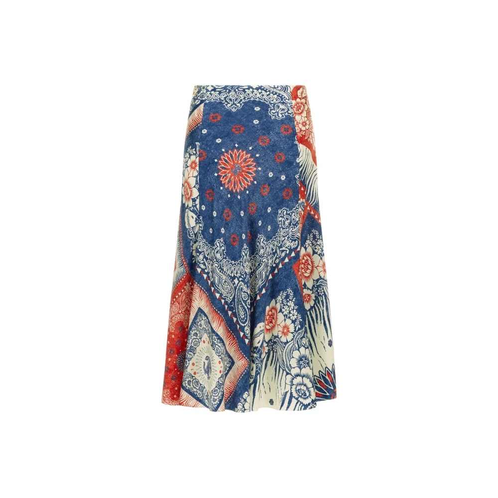 Roberto Cavalli Women's Blue Bandana Print Skirt