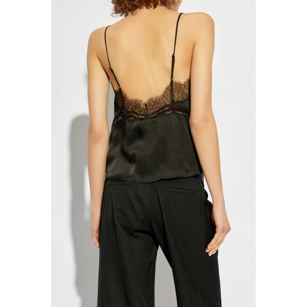 Anine Bing Strap Top Lea Black Dames