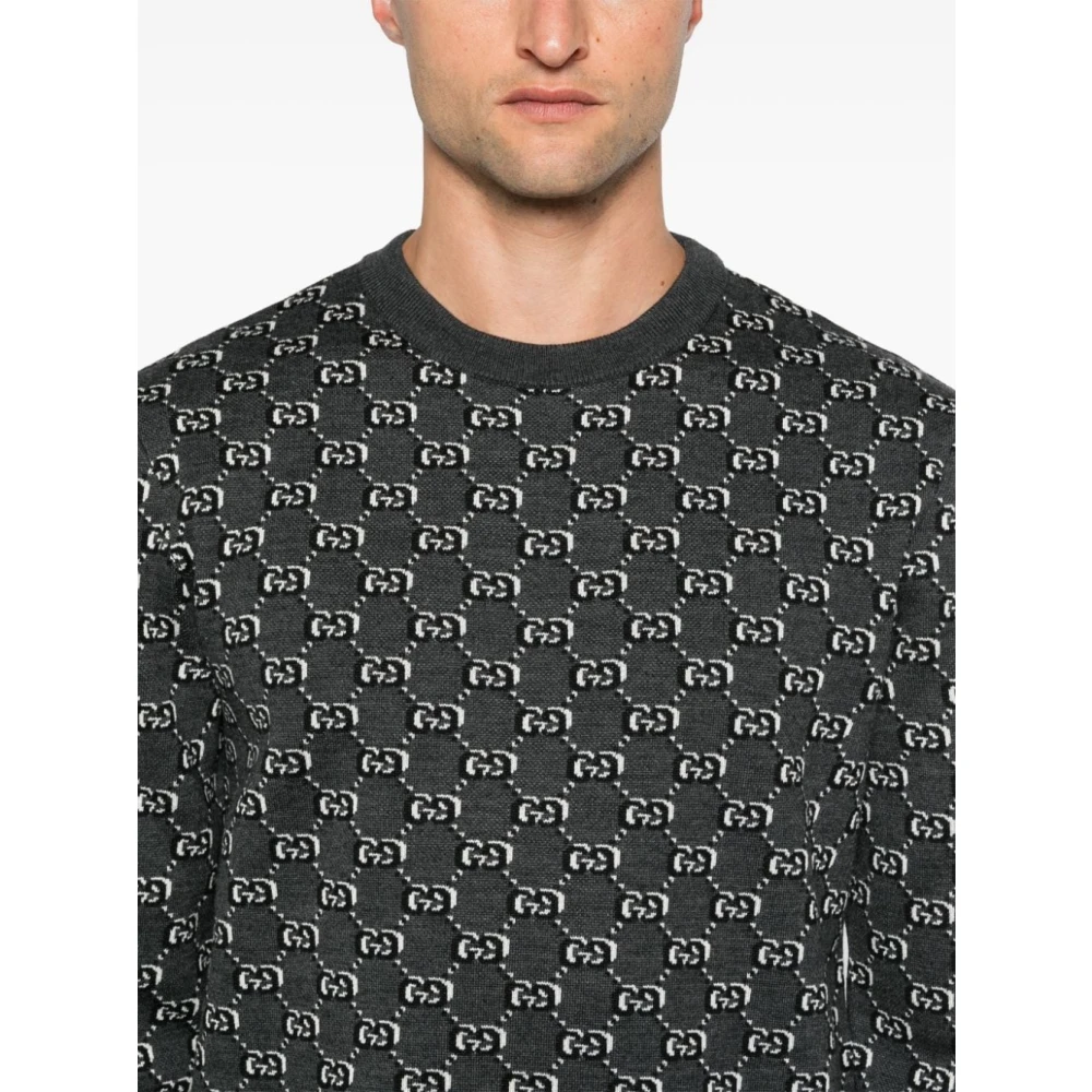 Gucci Grijze Gebreide Crew Neck Sweater Gray Heren