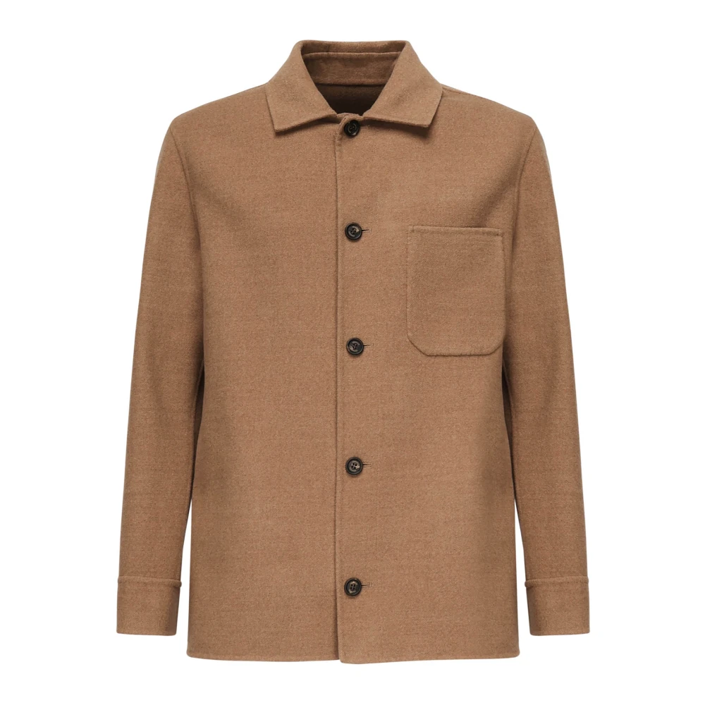 Eleventy Men's Brown Hazelnut Jacket With Patch Pocket - Light Jackets - M - Jackets