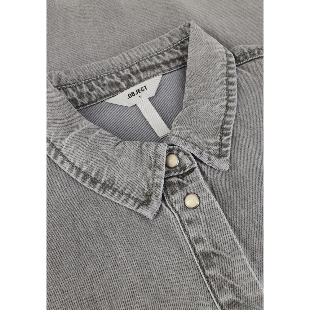 Object Grijze Blouse met Lange Mouwen Gray Dames