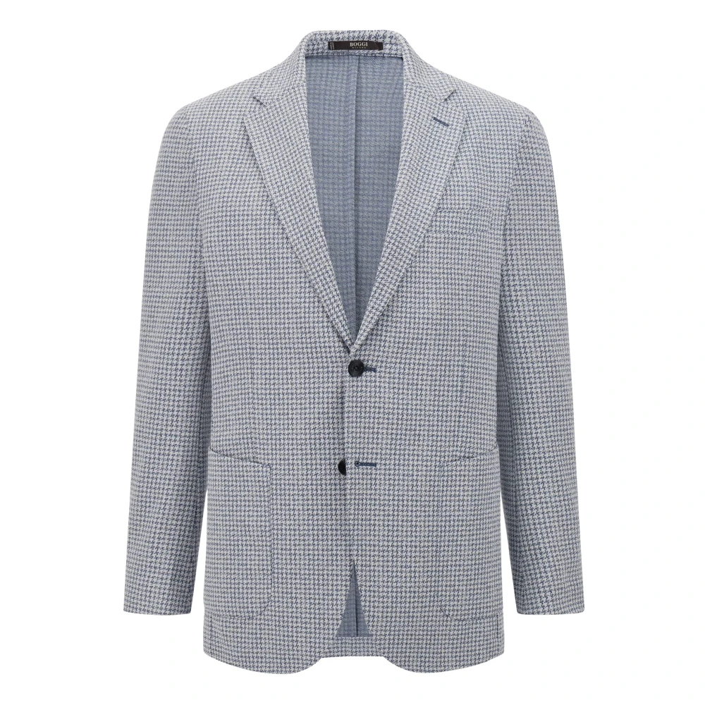 Boggi Milano Jersey Houndstooth Jas Blue Heren