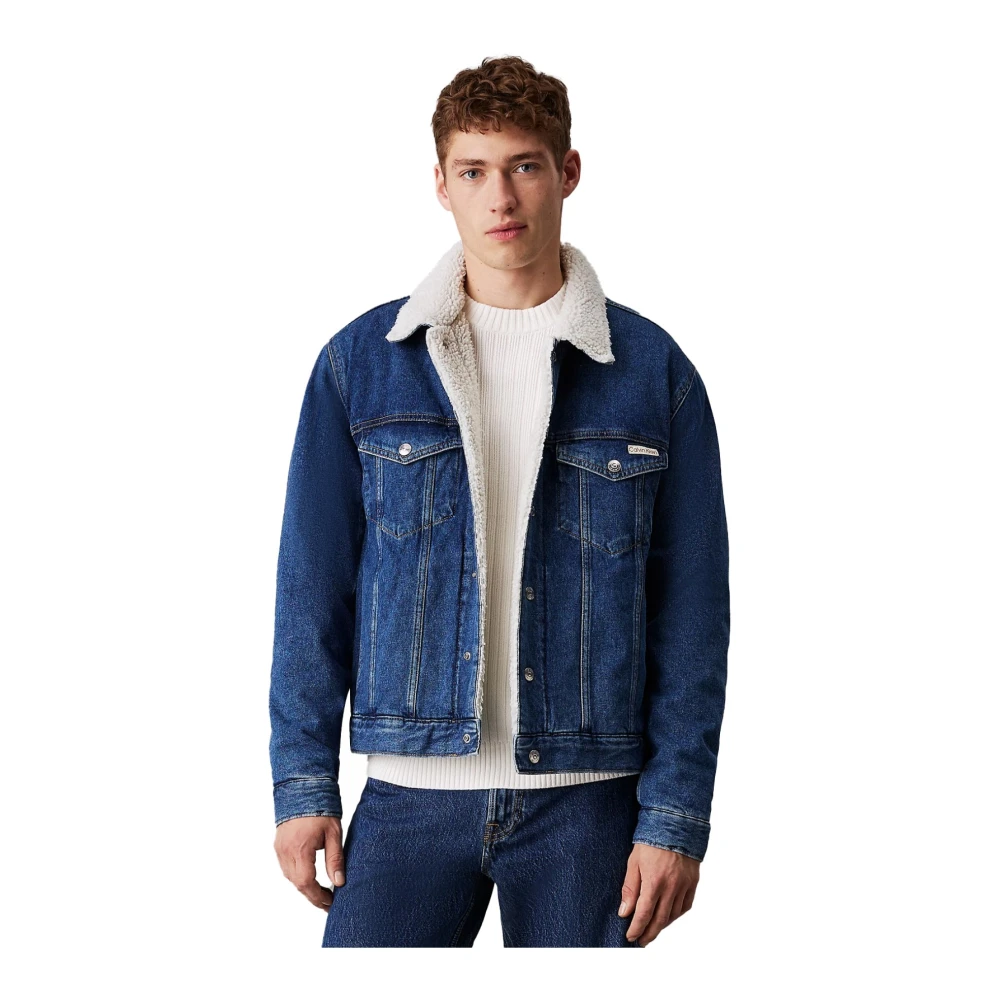 Calvin Klein Denim sherpa jas Blauw Blue Heren
