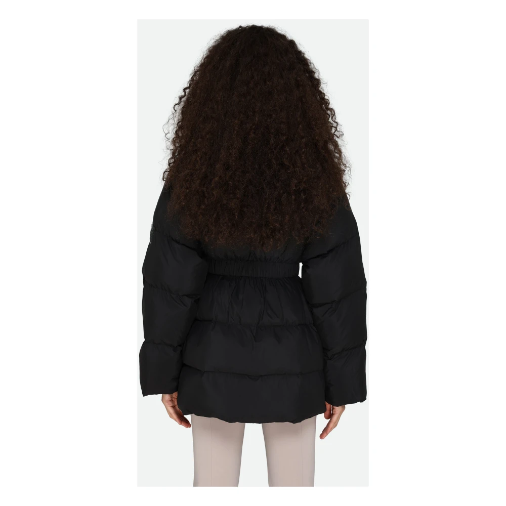 pinko Zwarte Gewatteerde Jas Hoge Kraag Black Dames