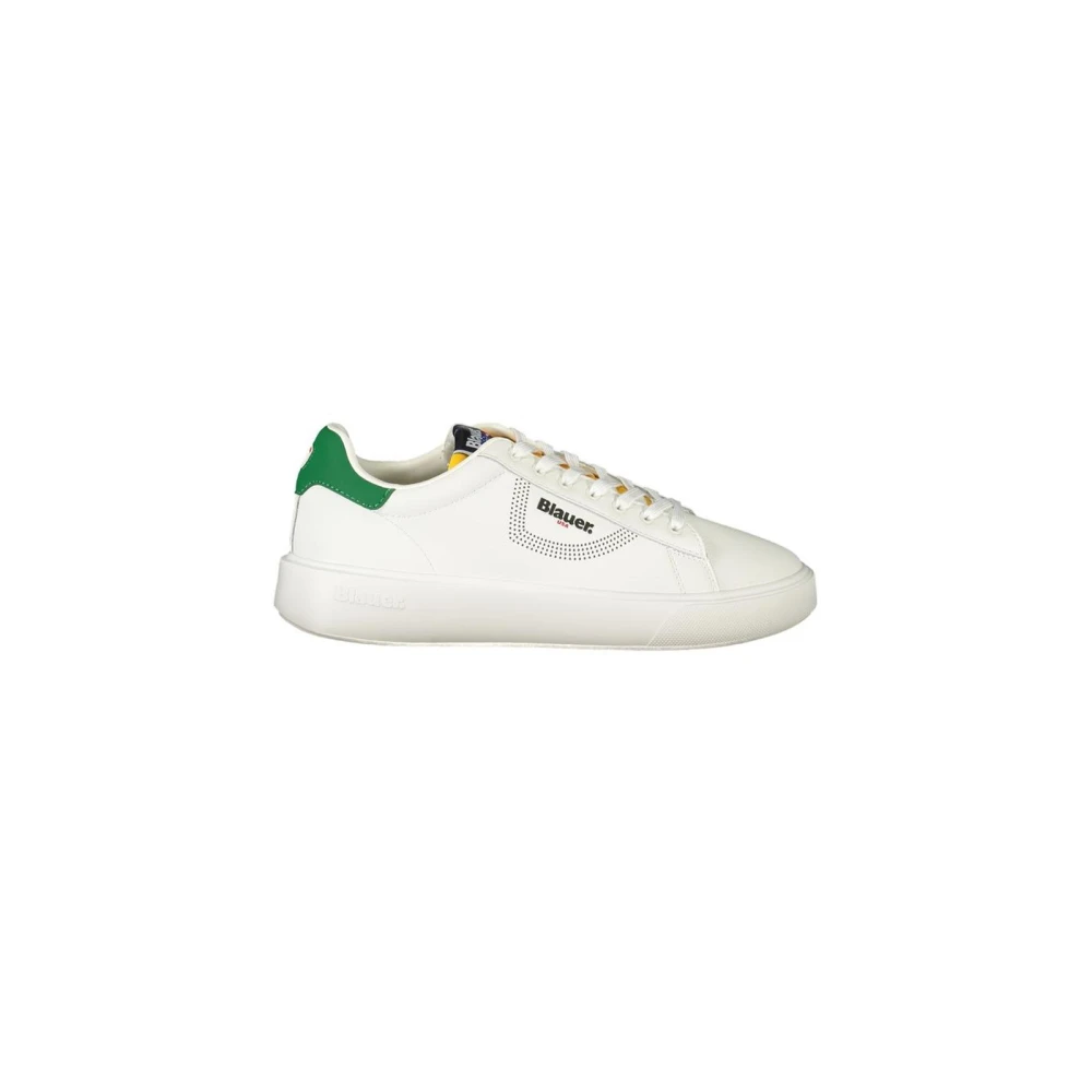 Blauer Men's White Sneakers, 11 Uk, Street Style Trainers With Contrasting Accents