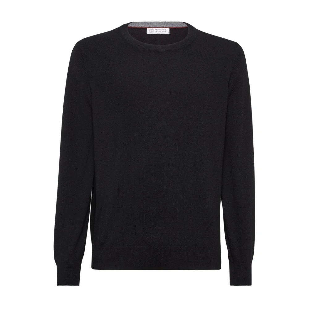 Brunello Cucinelli Black Cashmere Crew Neck Sweatshirt - Male - Cashmere Knitwear - M - Knitwear