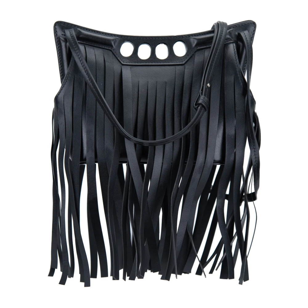 alexander mcqueen Leren Franje Schoudertas Black Dames