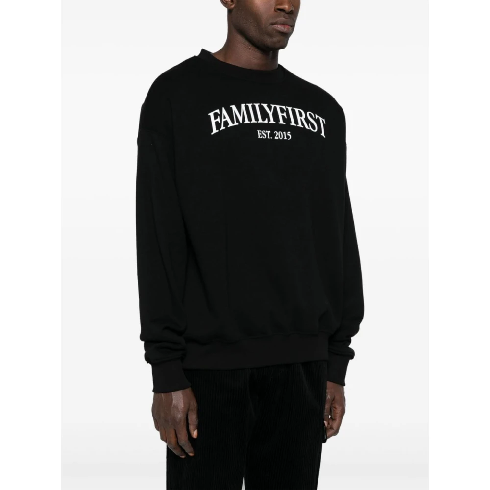 Family First Logo Print Crew Neck Sweater Black Heren