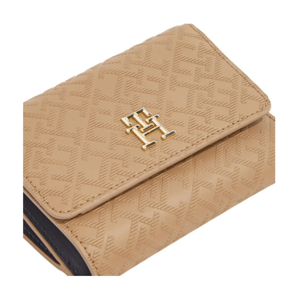 Tommy Hilfiger Monogram Kleine Portemonnee Groen Logo Beige Dames