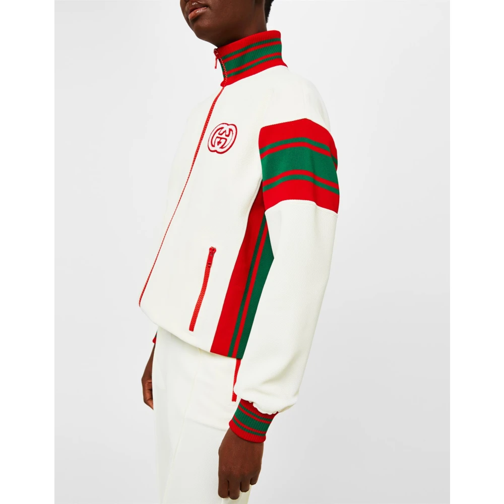 Gucci Logo Zip-Up Track Jacket Almond White Dames