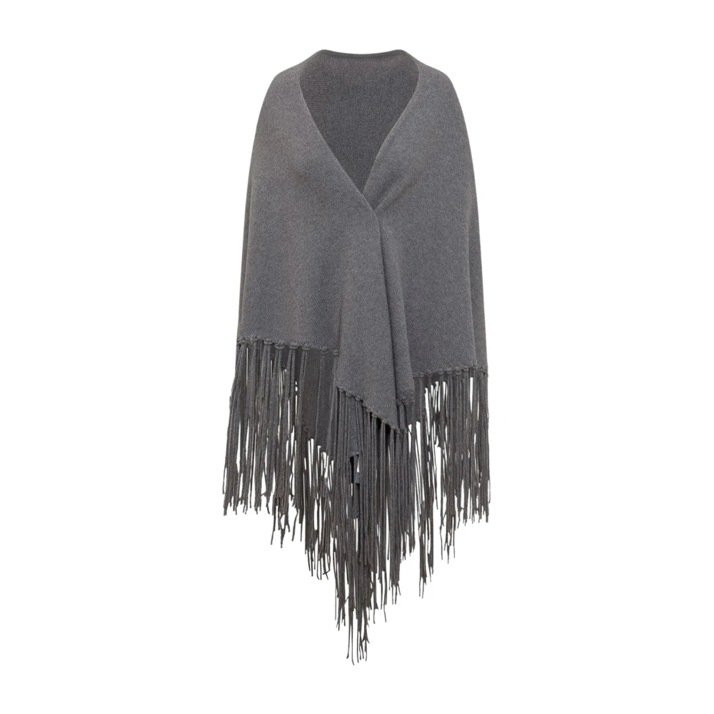 Malo Luxe Cashmere Poncho Gray Dames