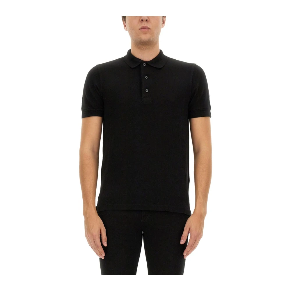 Tom Ford Black Polo Shirts, Male, L, Classic Pique Polo Shirt