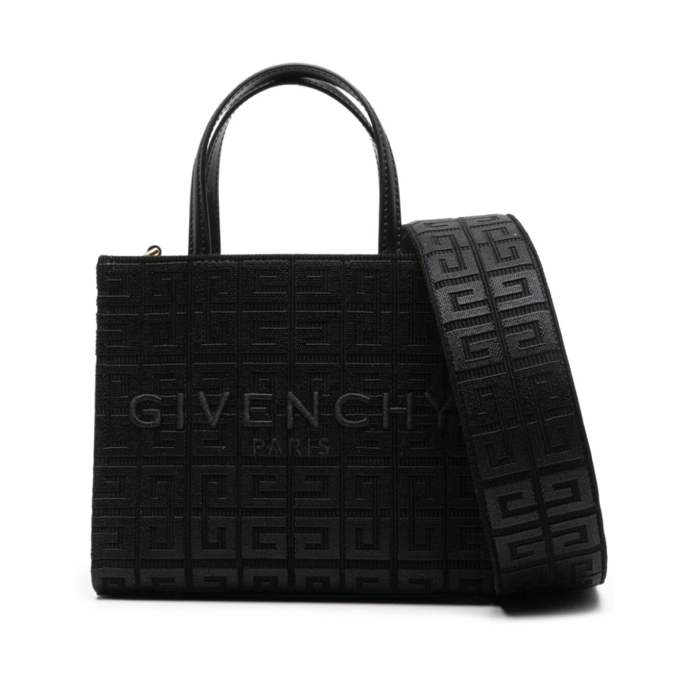 Givenchy Zwarte tas met geborduurd handtekening en goudkleurige details Black Dames