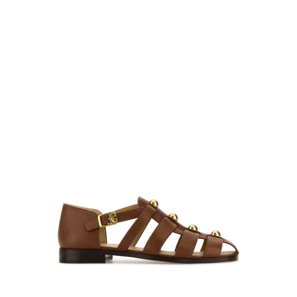 Valentino Garavani Brown Flat Sandals, Male, 9 Uk, Studshield Sandal