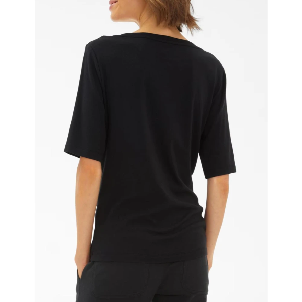 Juvia Zwart Katoen Modal Ronde Hals T-shirt Black Dames