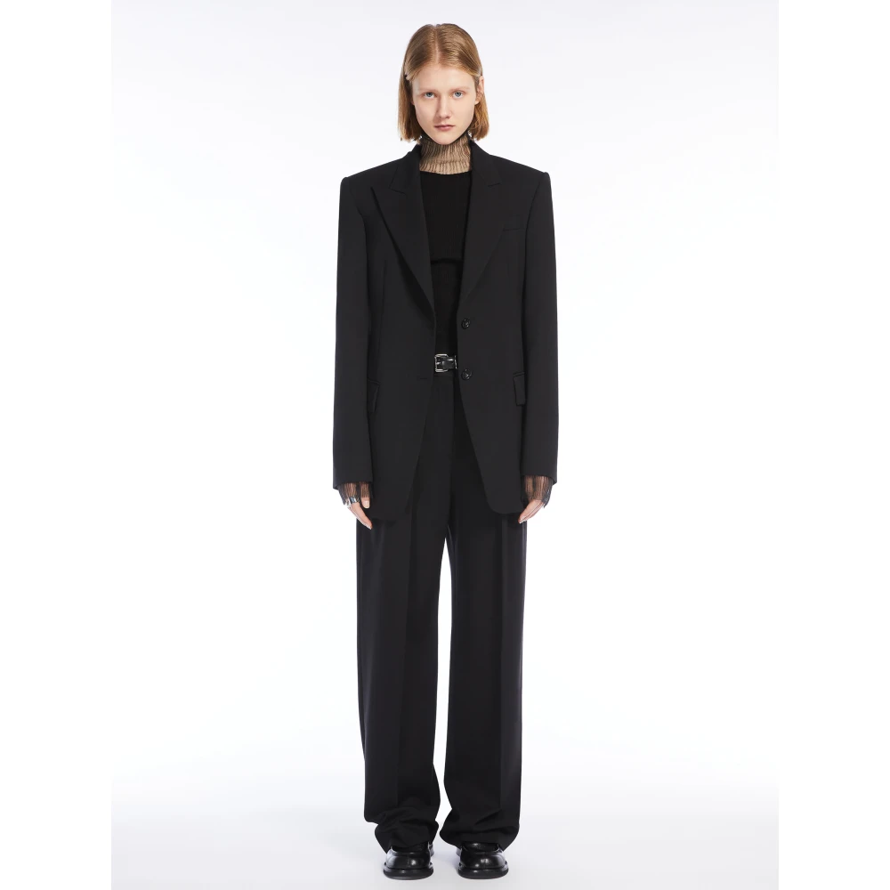 SPORTMAX Mock Neck Wollen Trui Zwart Black Dames