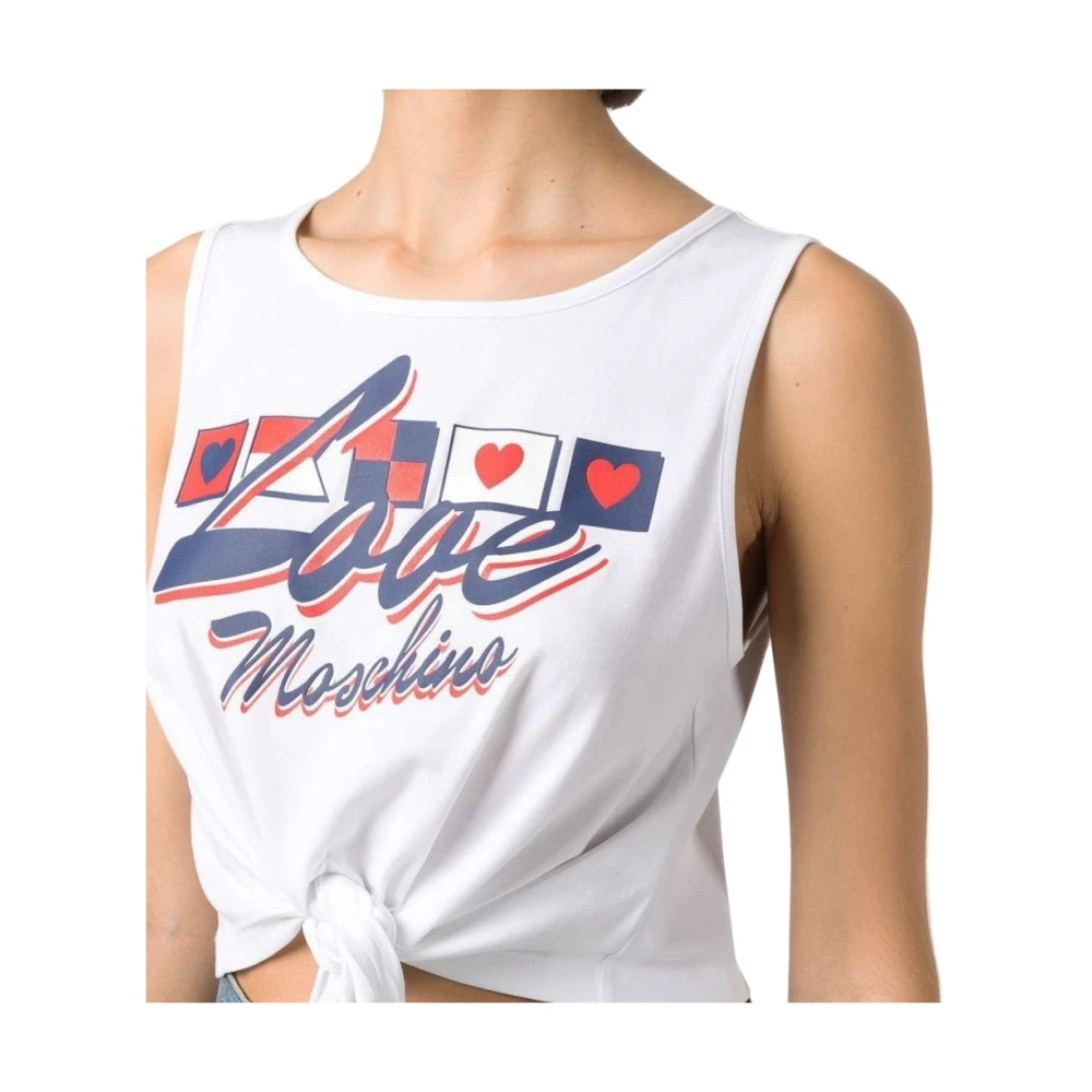 Moschino Logo Tanktop in Katoenmix White Dames