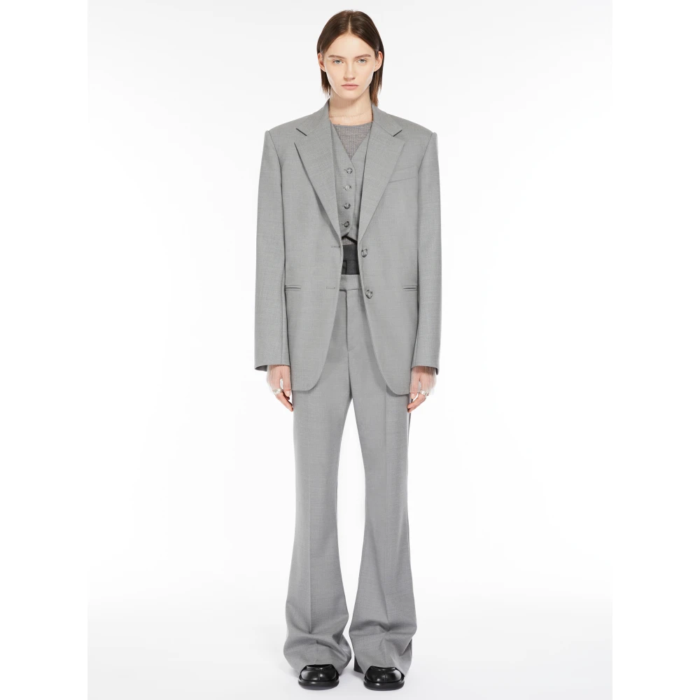 SPORTMAX Lichtgrijze Oversized Getailleerde Jas Gray Dames