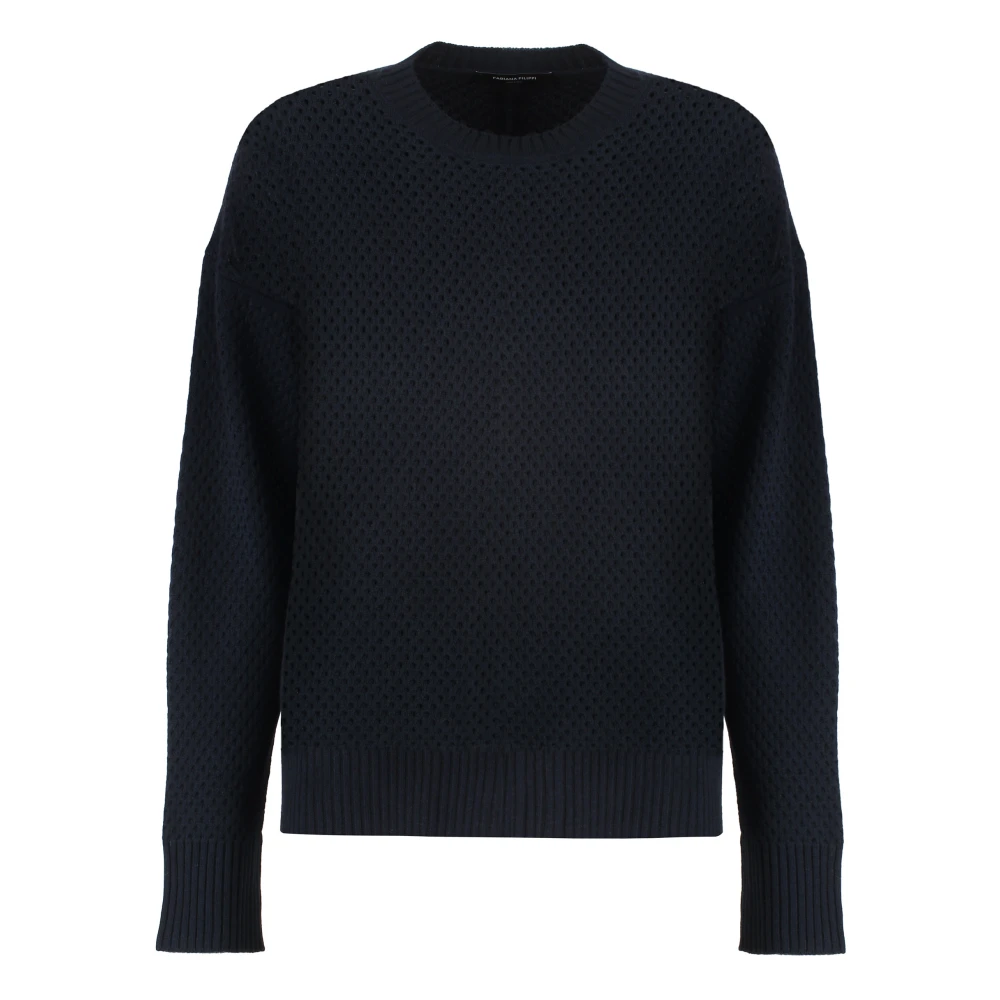 Fabiana Filippi Kasjmier Wolmix Ronde Hals Trui Blue Dames