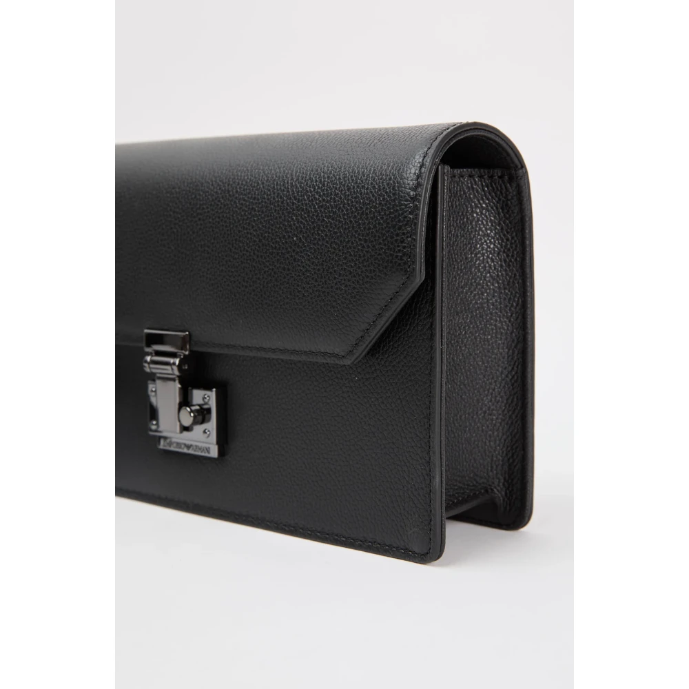 Emporio Armani Zwarte leren herentas Black Dames