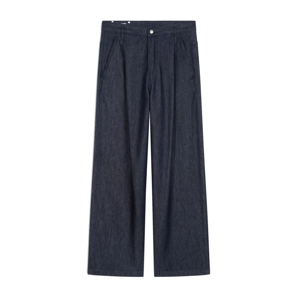 Dries Van Noten Blauwe Wijde Pijp Broek met Plooien Blue Heren
