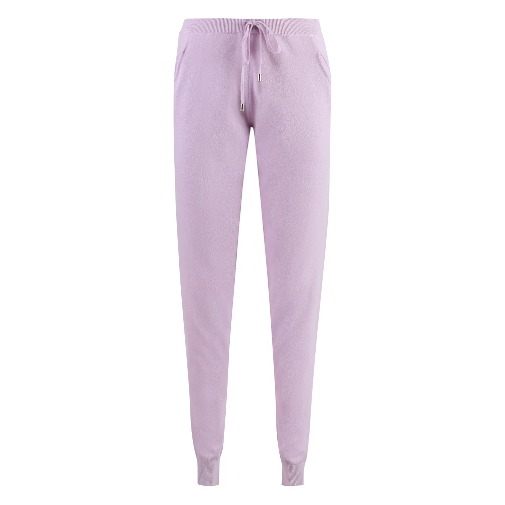 Malo Cashmere Track-Pants med Ribbade Manschetter Purple, Dam