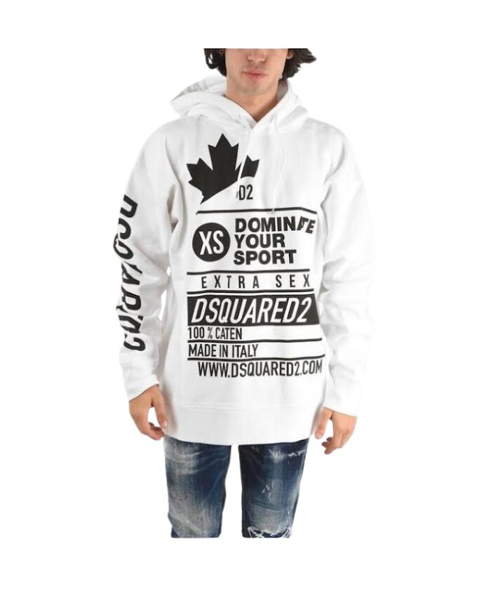 sweat-a-capuche-imprime-blanc