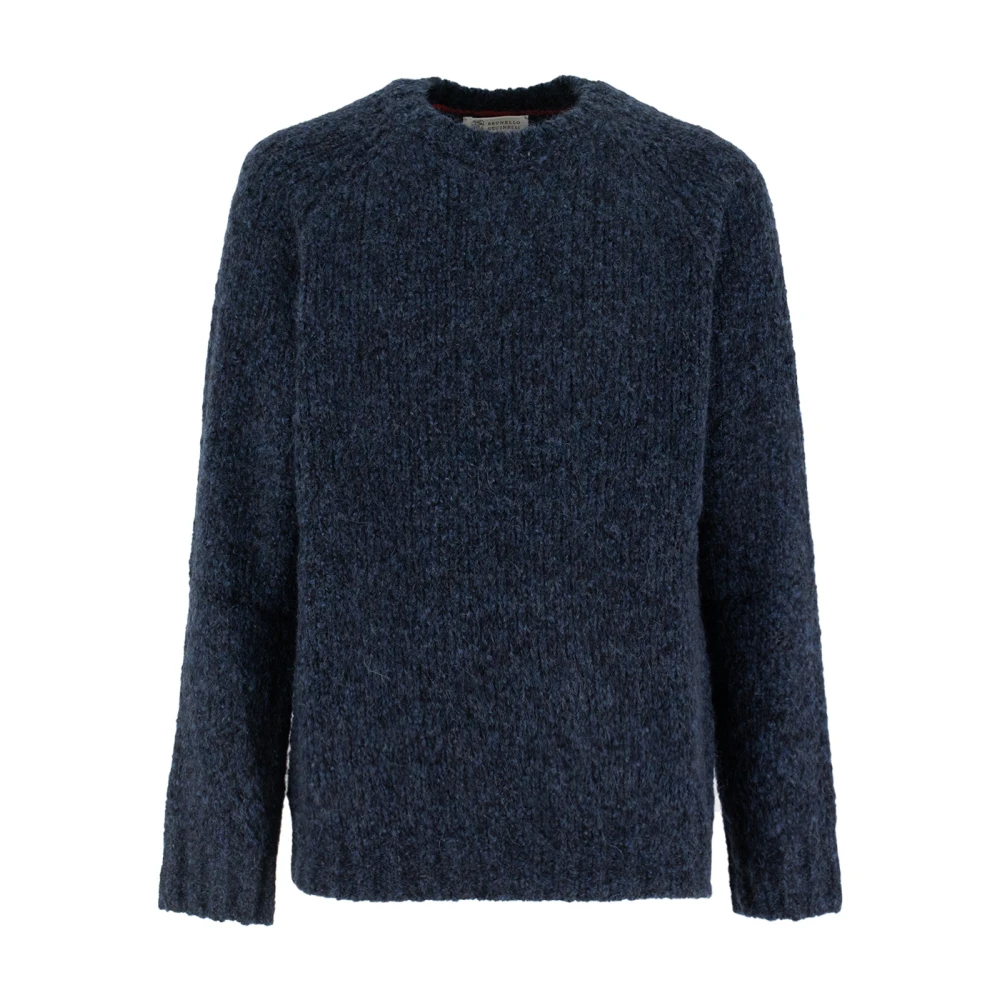 Brunello Cucinelli Men's Blue Luxury Crewneck Knitwear Sweater
