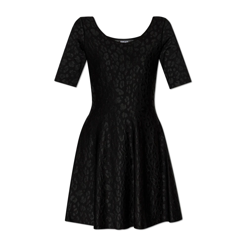 Versace Wijd uitlopende jurk met stippen Black Dames