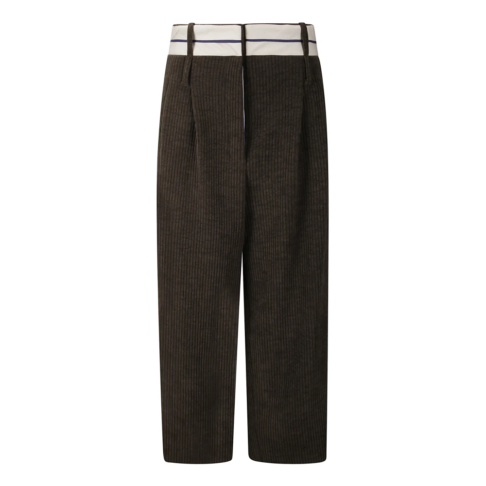 Jejia Corduroy broek met contrasterende tailleband Brown Dames