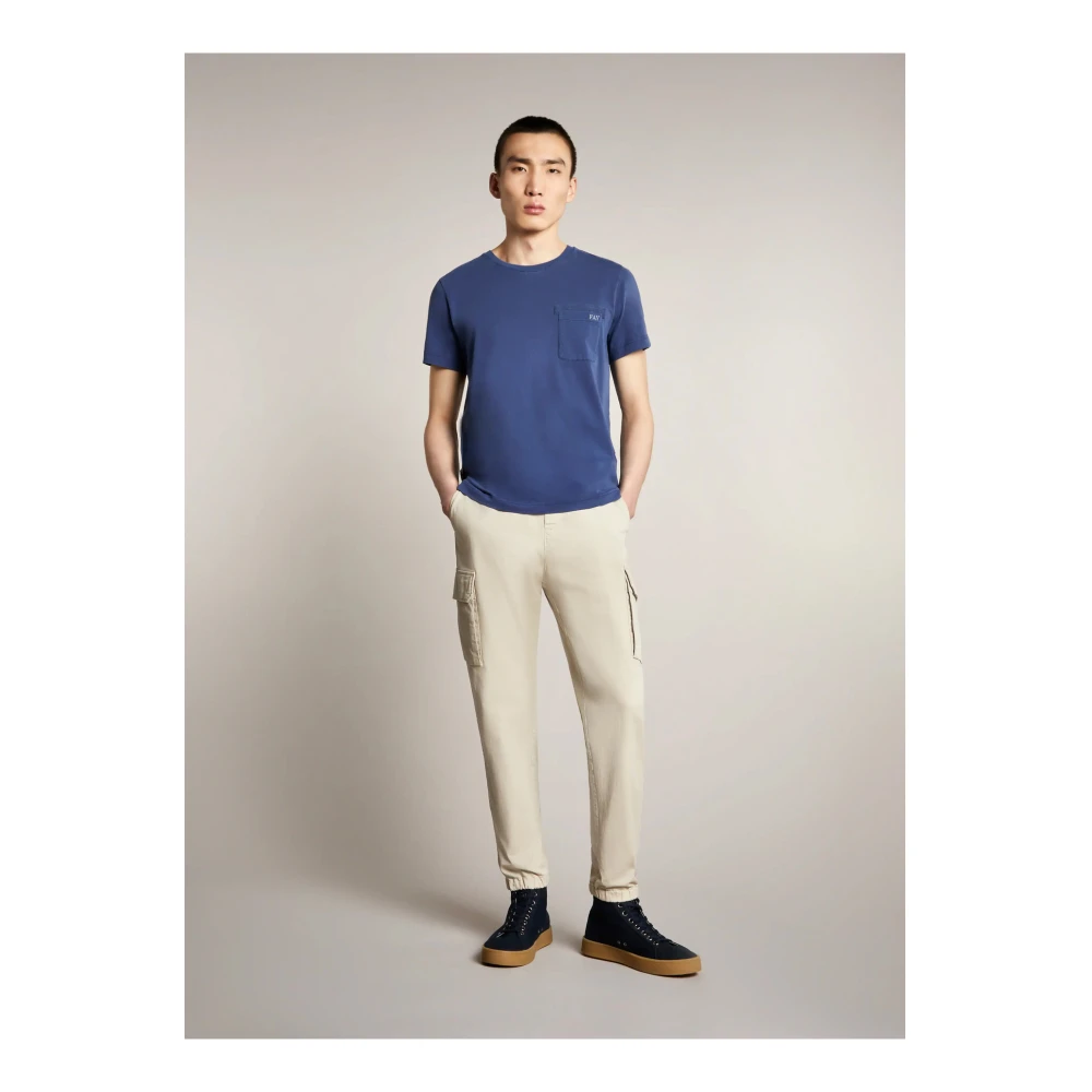 Fay Frosted Geborduurde Zak Jersey T-Shirt Blue Heren
