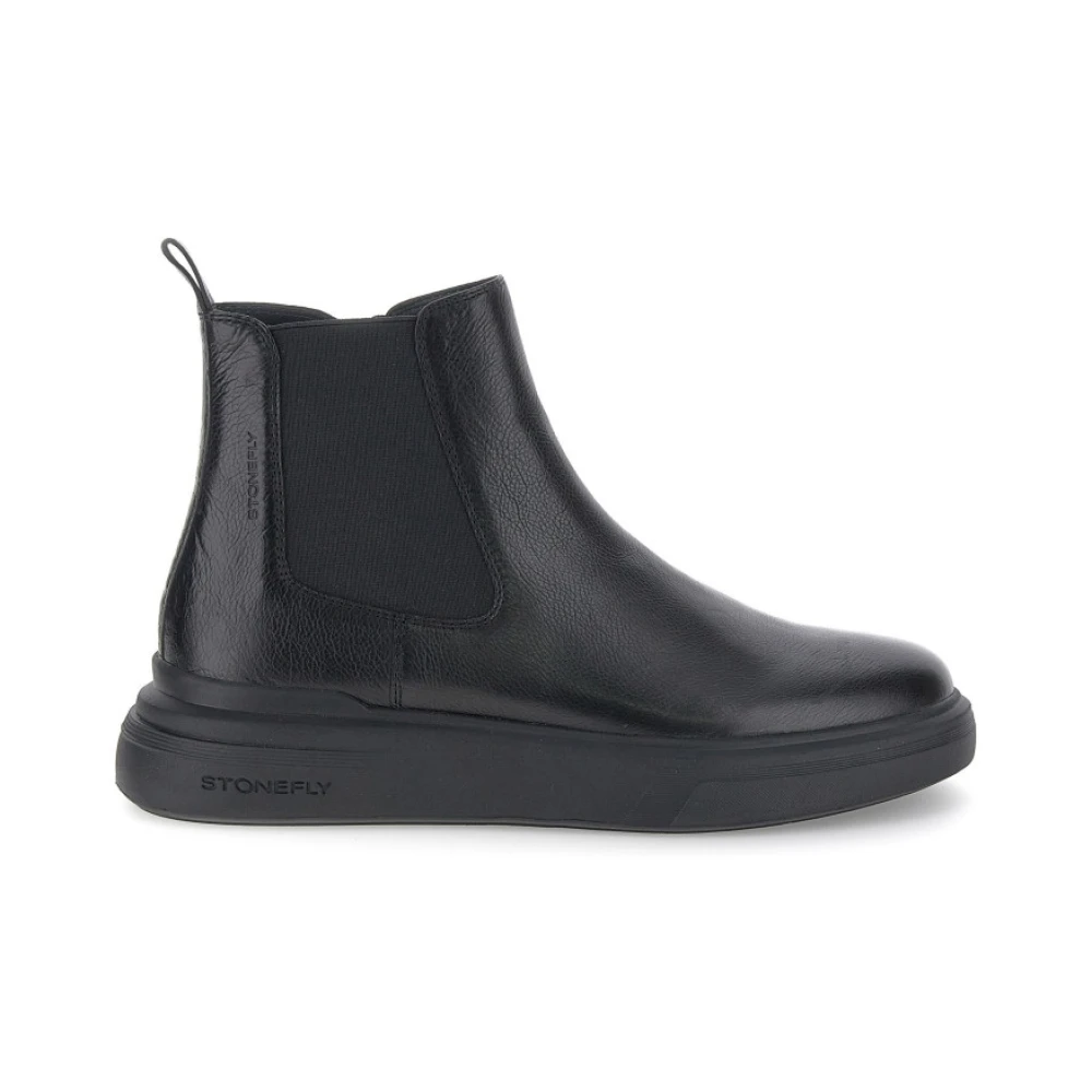 Stonefly Mannelijk Zwart Schoenen Heren, 42 Eu, Leer, Phoenix 5 Chelsea Boot