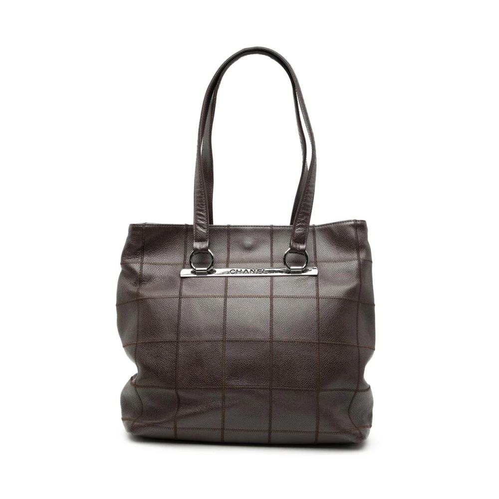 Chanel Vintage Women's Brown Pre-Owned Structured Leather Tote Bag