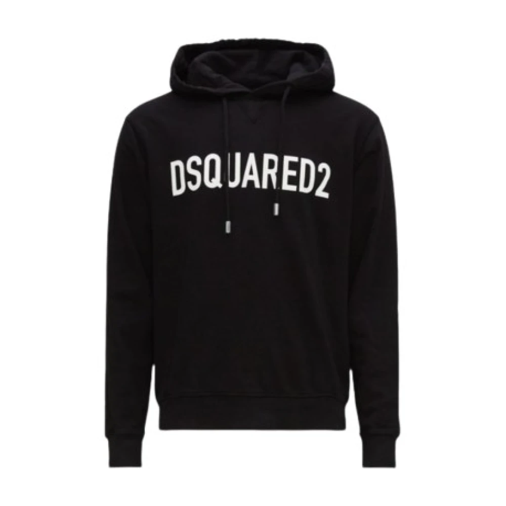 Dsquared2 Zwarte hoodie met iconisch wit logo Black Heren