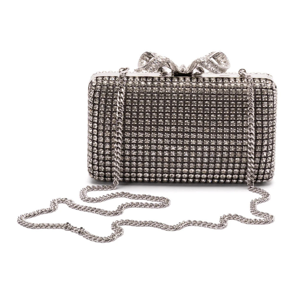 Self Portrait Kristal Strik Clutch Tas Zilver Gray Dames