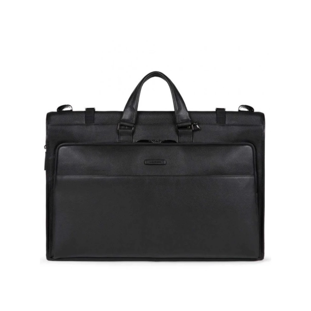 Piquadro Opvouwbare leren kledingtas Black Heren