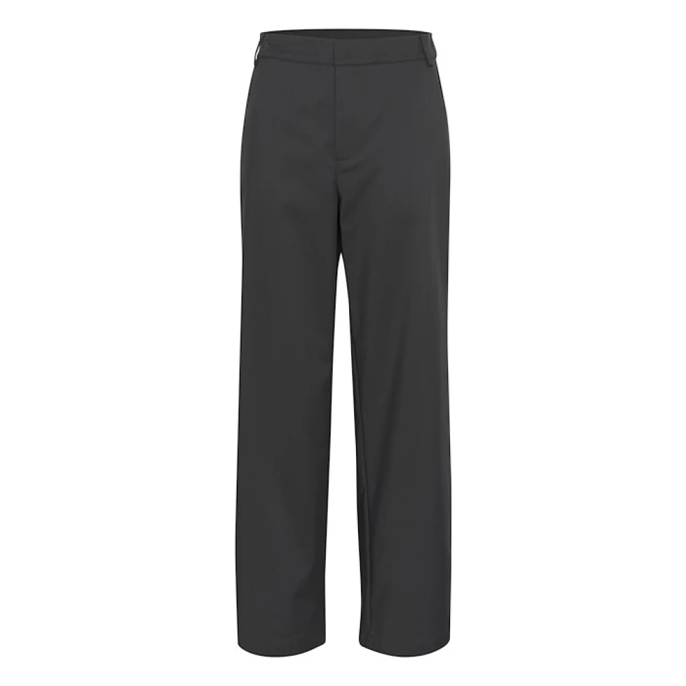 Kaffe Wijde broek met elastische tailleband Black Dames