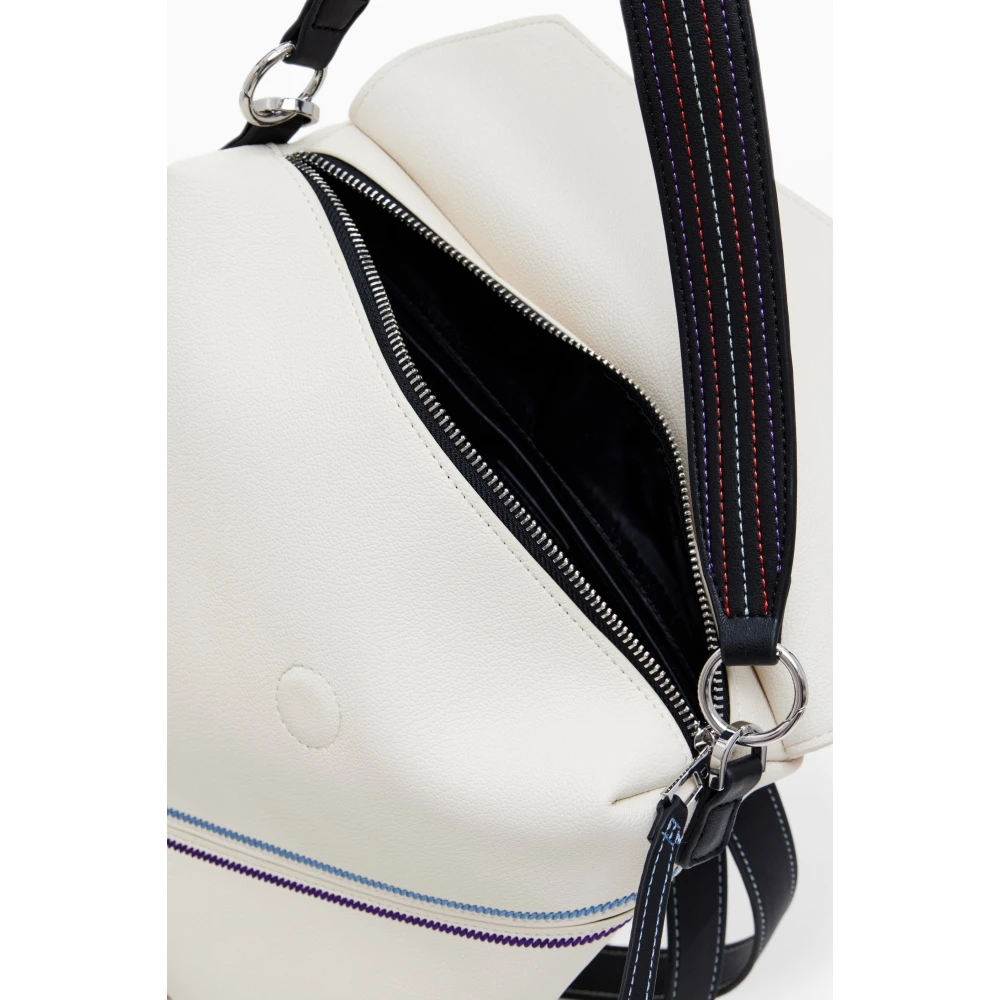 Desigual Stijlvolle witte rugzak met ritssluiting White Dames